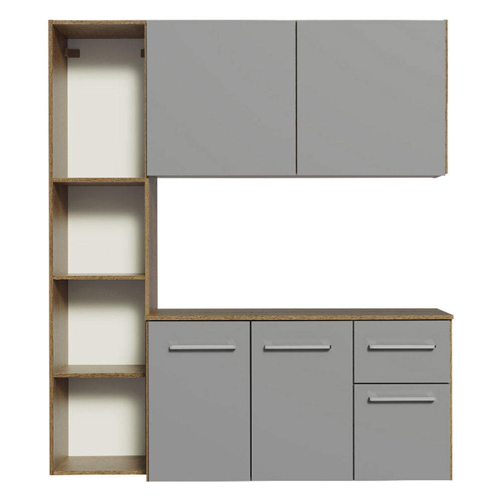 Armário de Cozinha Compacta 120cm Rustic/Cinza Easy Madesa