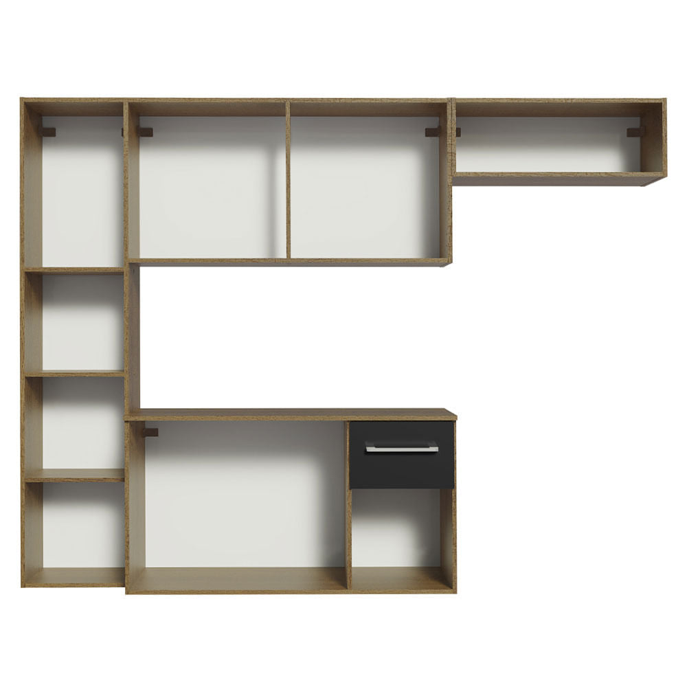 Armário de Cozinha Compacta 180cm Rustic/Preto Easy Madesa