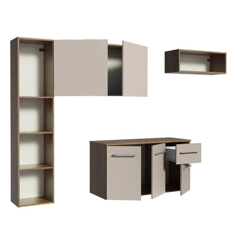 Armário de Cozinha Compacta 180cm Rustic/Crema Easy Madesa