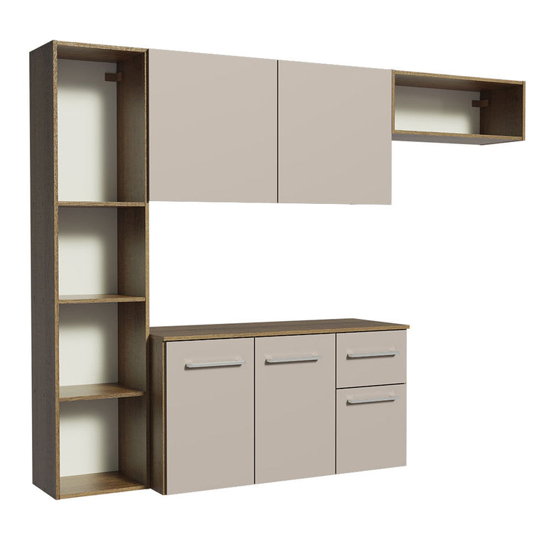 Armário de Cozinha Compacta 180cm Rustic/Crema Easy Madesa