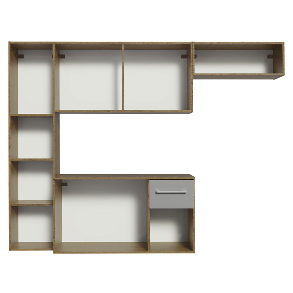 Armário de Cozinha Compacta 180cm Rustic/Cinza Easy Madesa