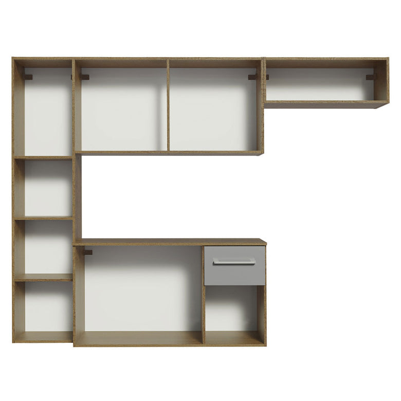 Armário de Cozinha Compacta 180cm Rustic/Cinza Easy Madesa