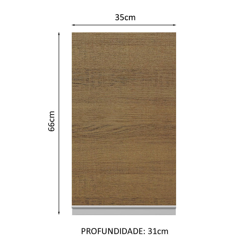 Armário Aéreo 100% MDF 35 cm 1 Porta Branco/Rustic Acordes Madesa - Branco/Rustic