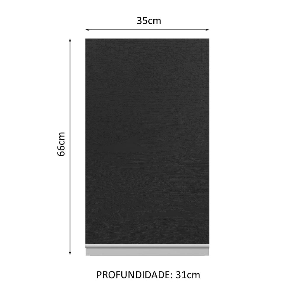 Armário Aéreo 100% MDF 35 cm 1 Porta Branco/Preto Acordes Madesa - Branco/Preto
