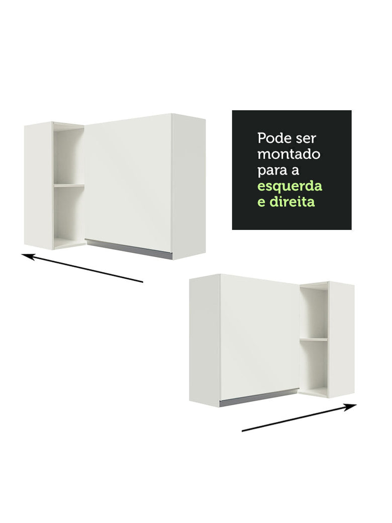 Armário Aéreo de Canto 100% MDF com Adega Branco Smart Madesa