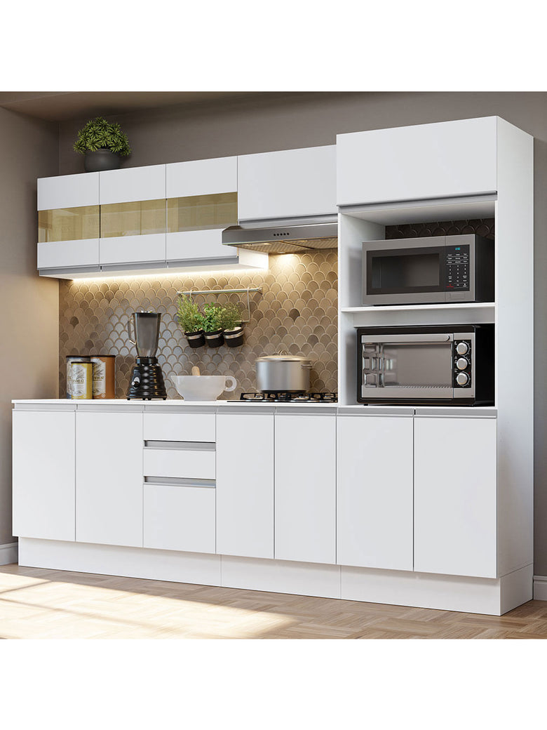 Armário de Cozinha Completa 100% MDF 250 cm Branco Smart Madesa 02