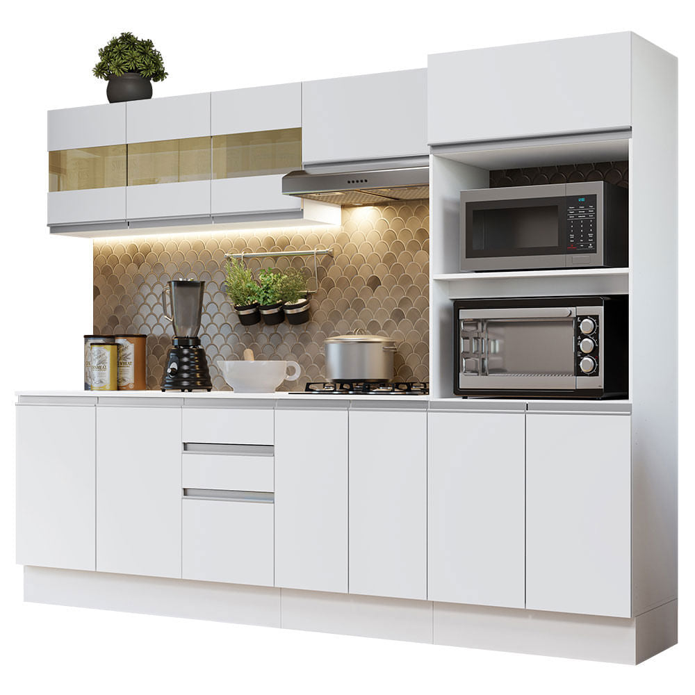 Armário de Cozinha Completa 100% MDF 250 cm Branco Smart Madesa 02 - Branco