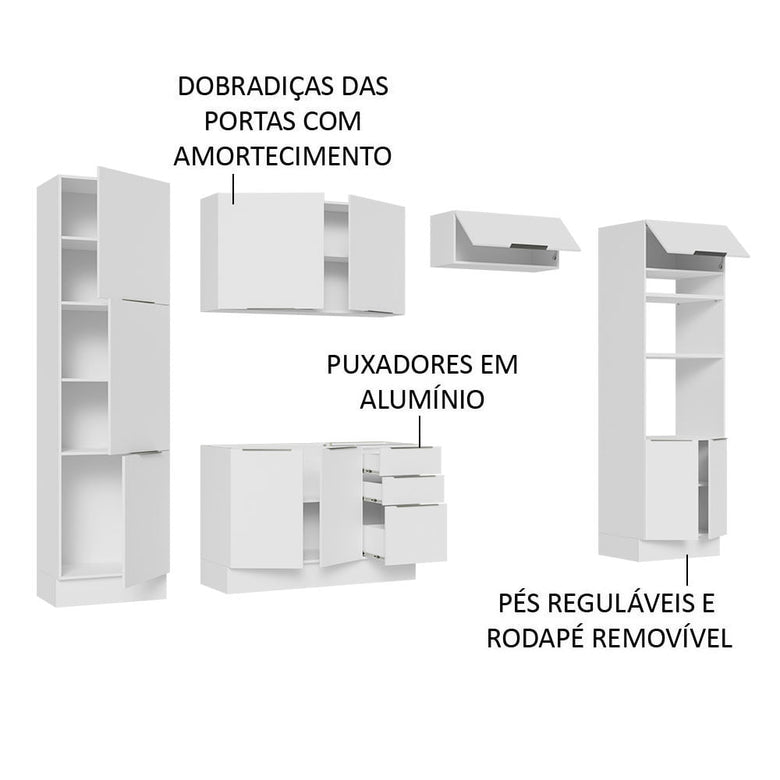 Armário de Cozinha Completa 330cm Branco Stella Madesa 02