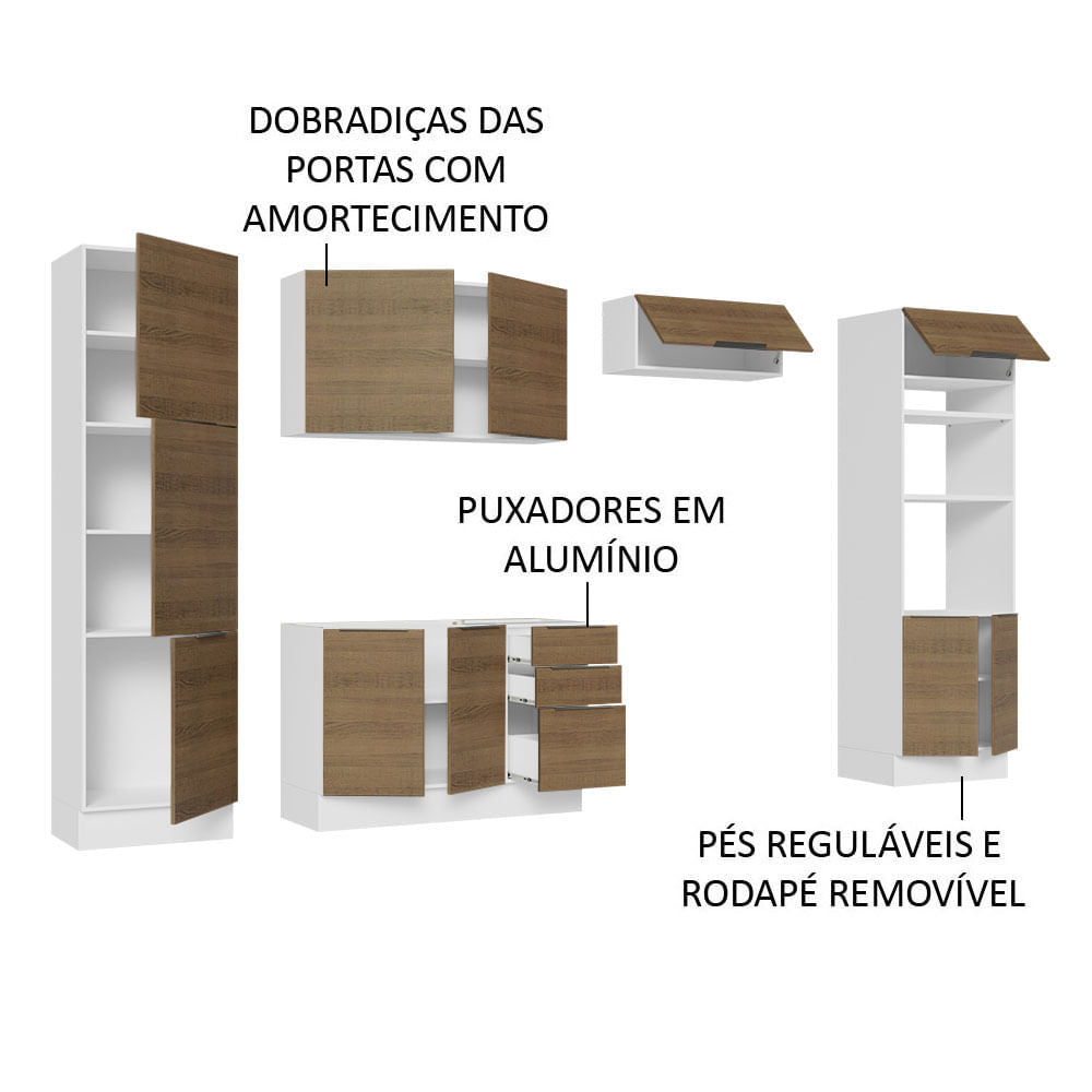Armário de Cozinha Completa 330cm Branco/Rustic Stella Madesa 02