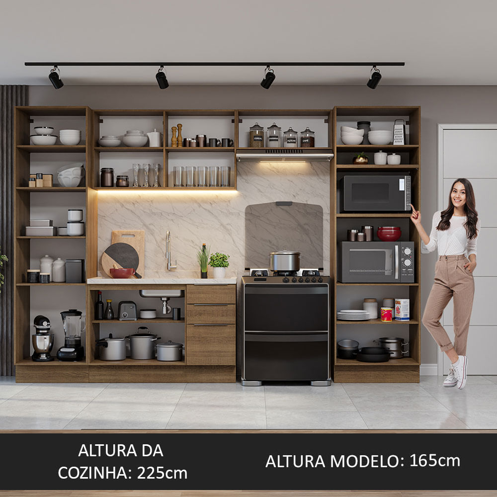 Armário de Cozinha Completa 330cm Rustic Stella Madesa 02