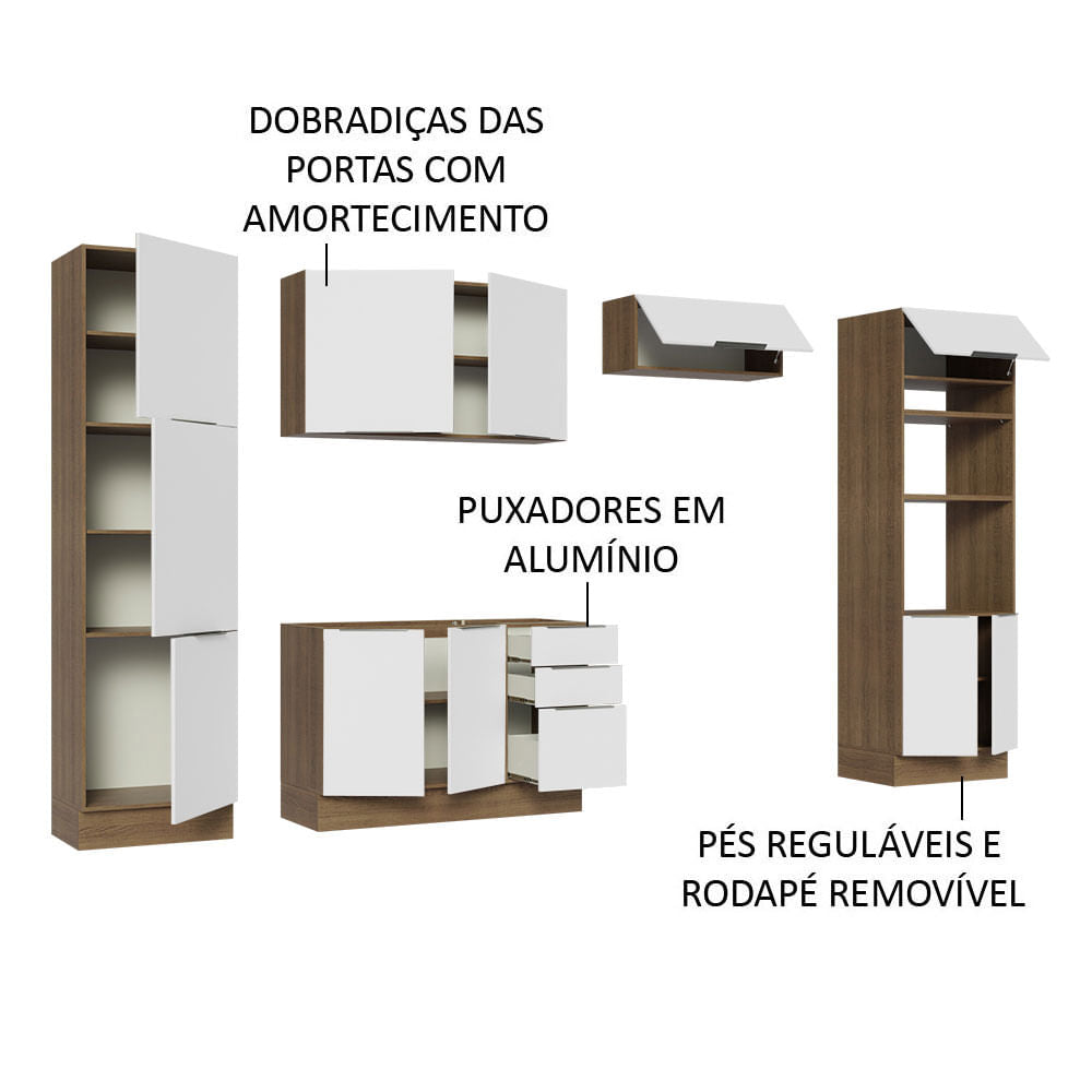 Armário de Cozinha Completa 330cm Rustic/Branco Stella Madesa 02
