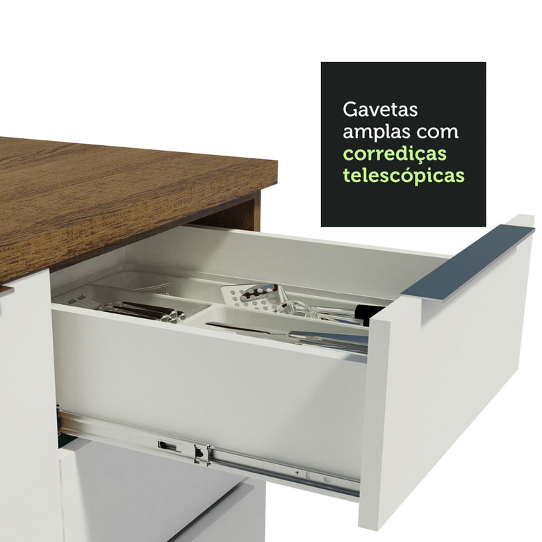 Armário de Cozinha Completa 330cm Rustic/Branco Stella Madesa 02