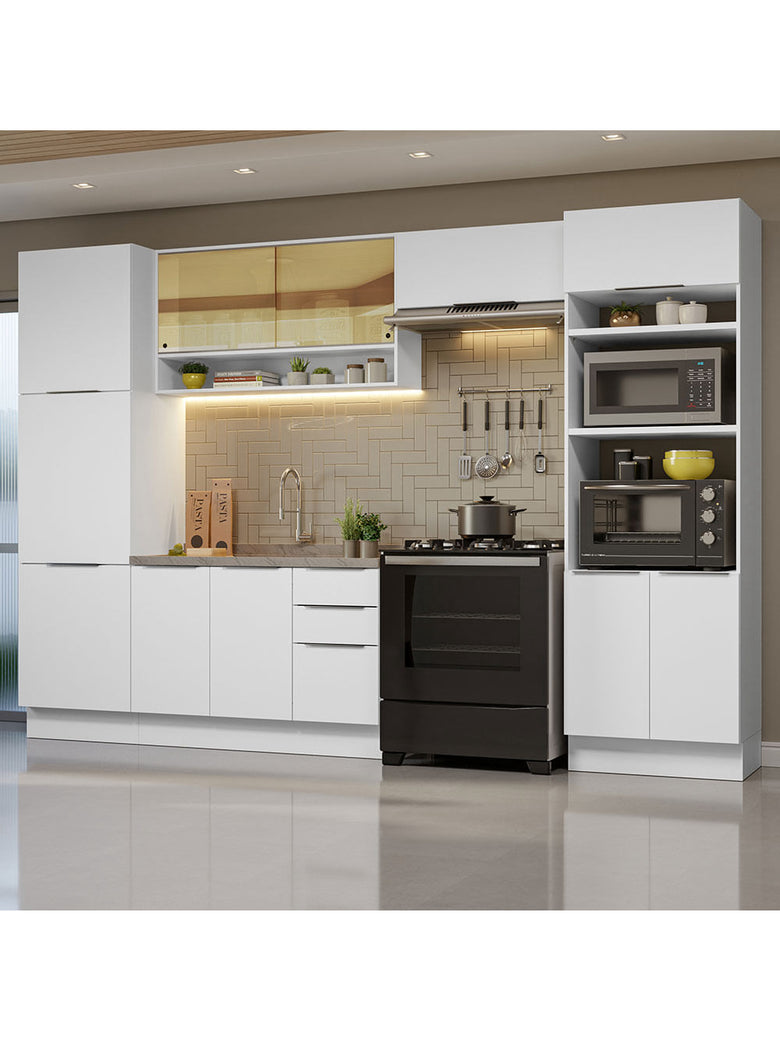 Armário de Cozinha Completa 330cm Branco Stella Madesa 03