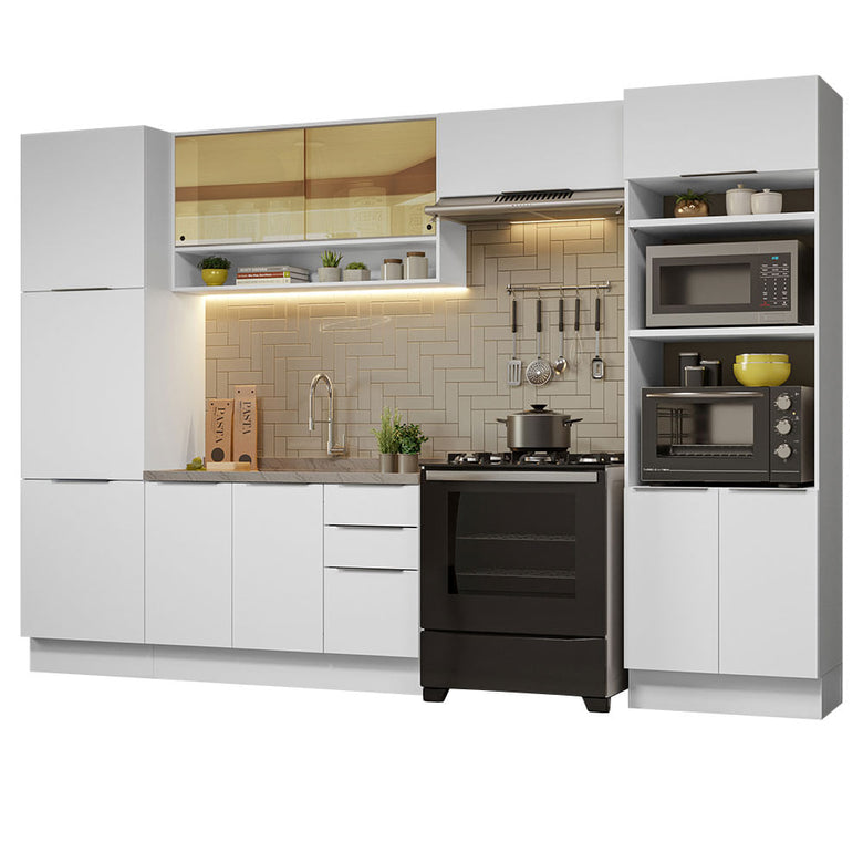 Armário de Cozinha Completa 330cm Branco Stella Madesa 03