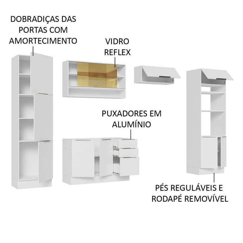 Armário de Cozinha Completa 330cm Branco Stella Madesa 03