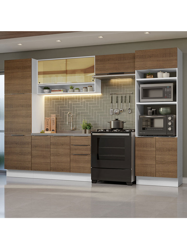 Armário de Cozinha Completa 330cm Branco/Rustic Stella Madesa 03