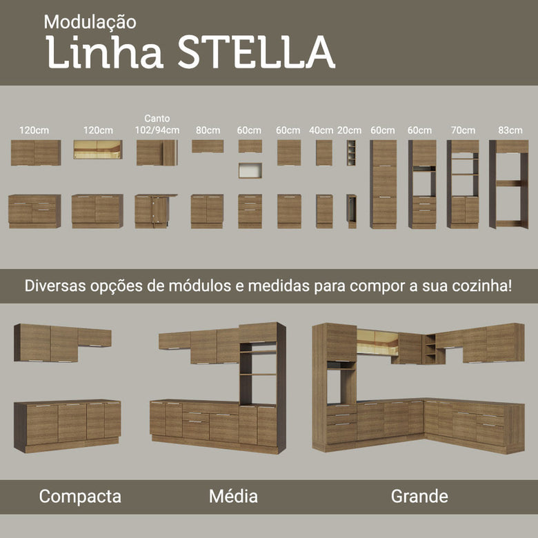Armário de Cozinha Completa 330cm Rustic Stella Madesa 03