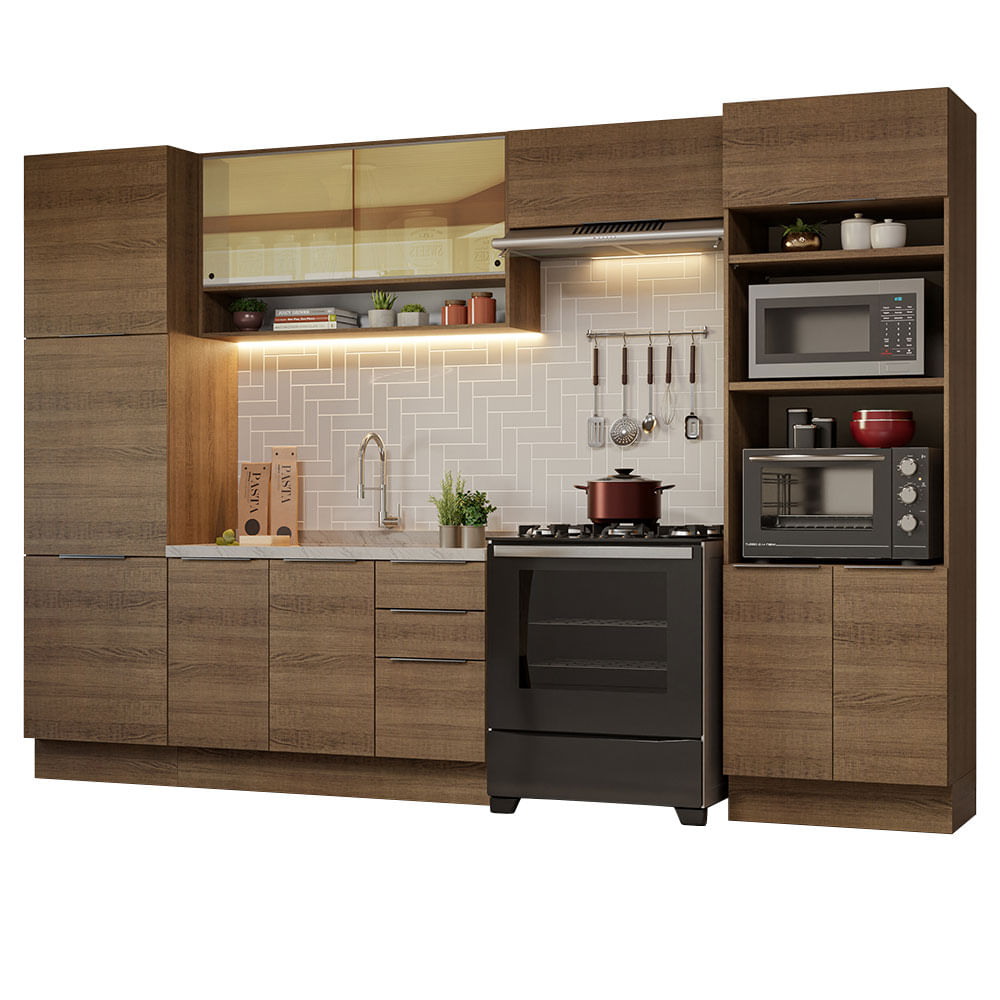 Armário de Cozinha Completa 330cm Rustic Stella Madesa 03 - Rustic