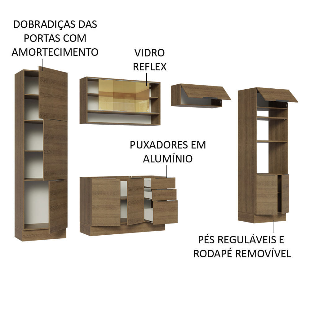 Armário de Cozinha Completa 330cm Rustic Stella Madesa 03