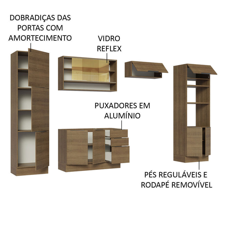 Armário de Cozinha Completa 330cm Rustic Stella Madesa 03