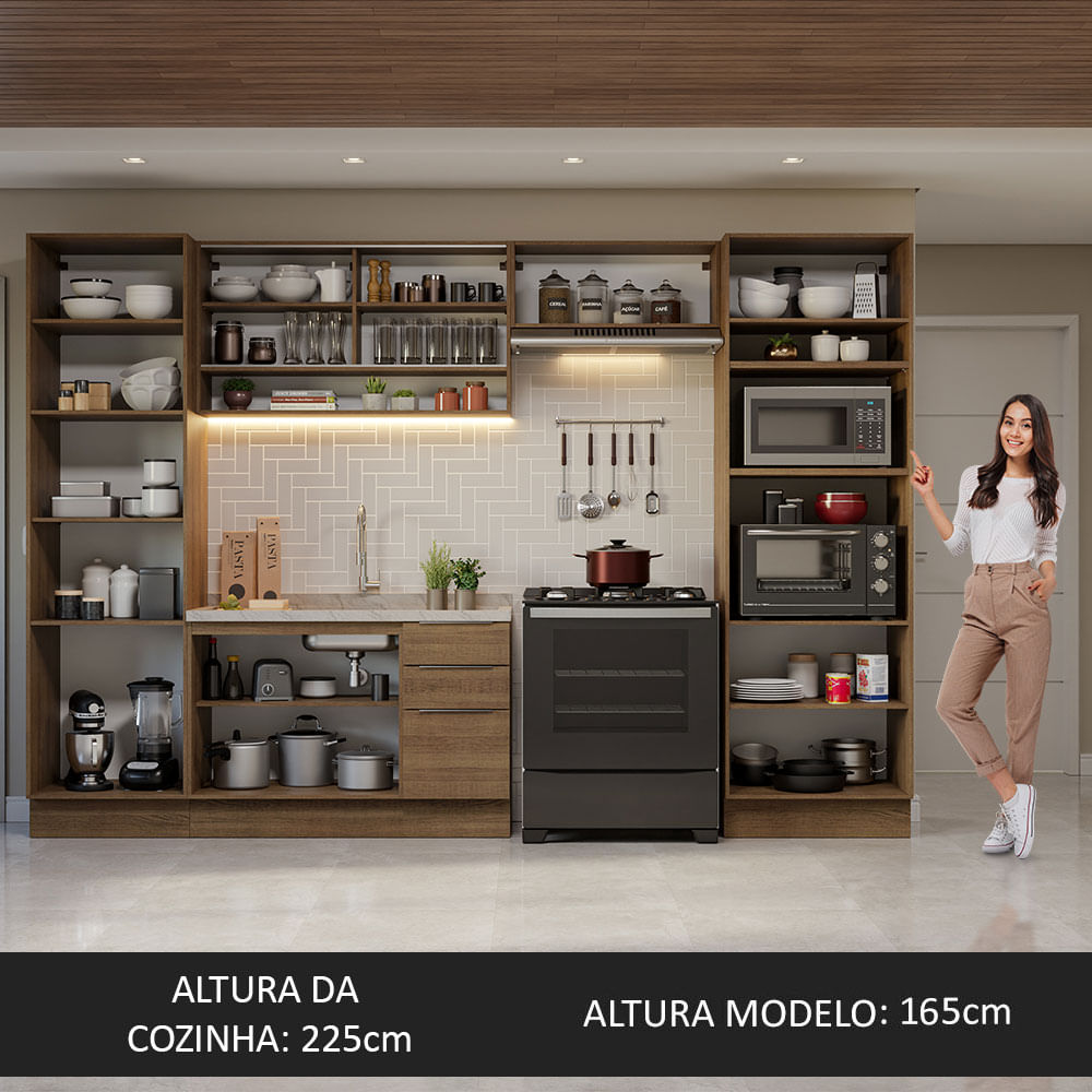 Armário de Cozinha Completa 330cm Rustic Stella Madesa 03