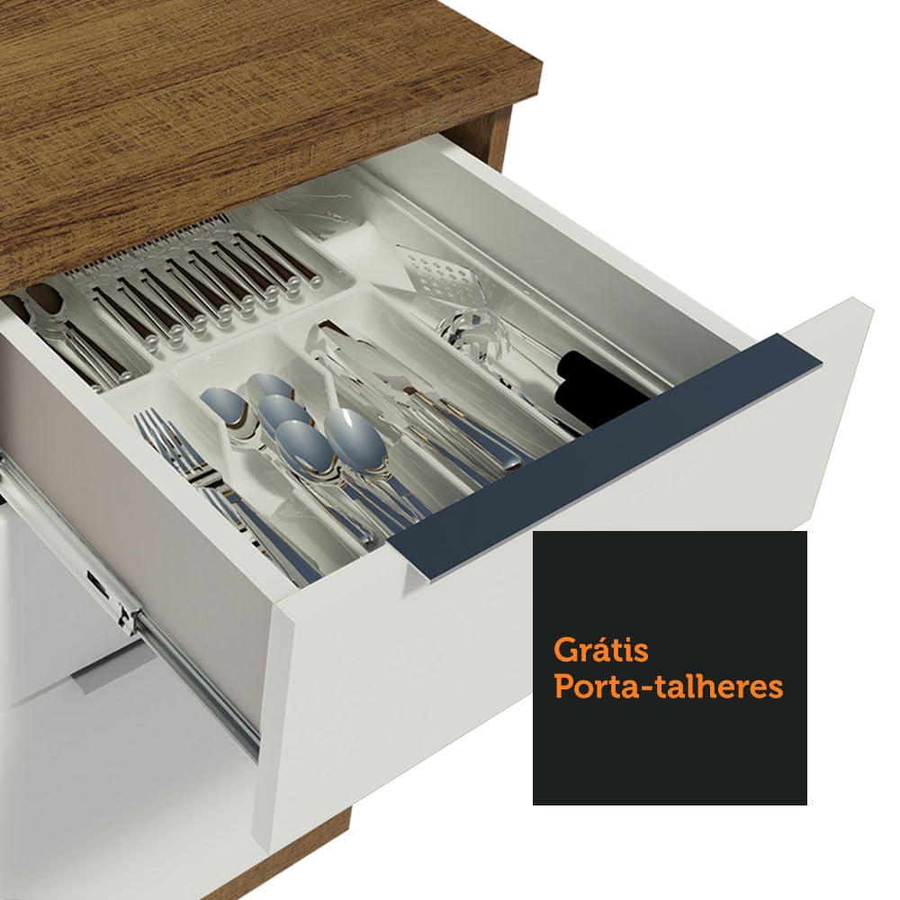 Armário de Cozinha Completa 330cm Rustic/Branco Stella Madesa 03