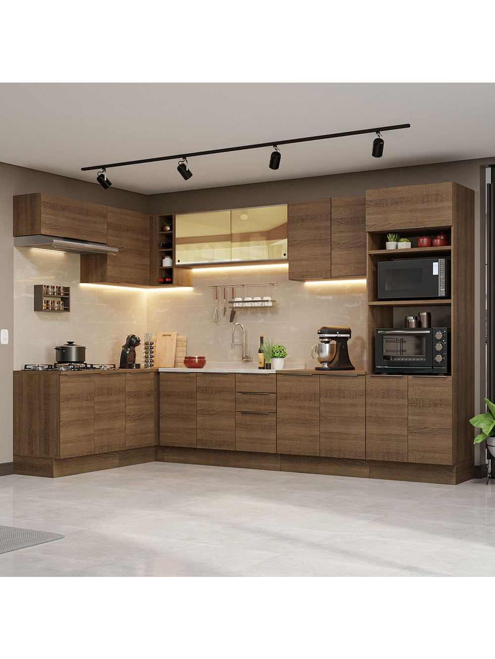 Armário de Cozinha Completa de Canto 499cm Rustic Stella Madesa 03