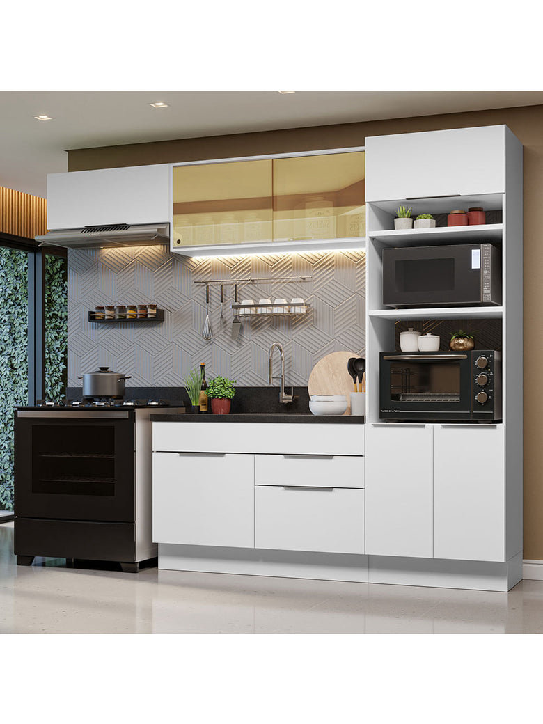 Armário de Cozinha Completa 270cm Branco Stella Madesa 08