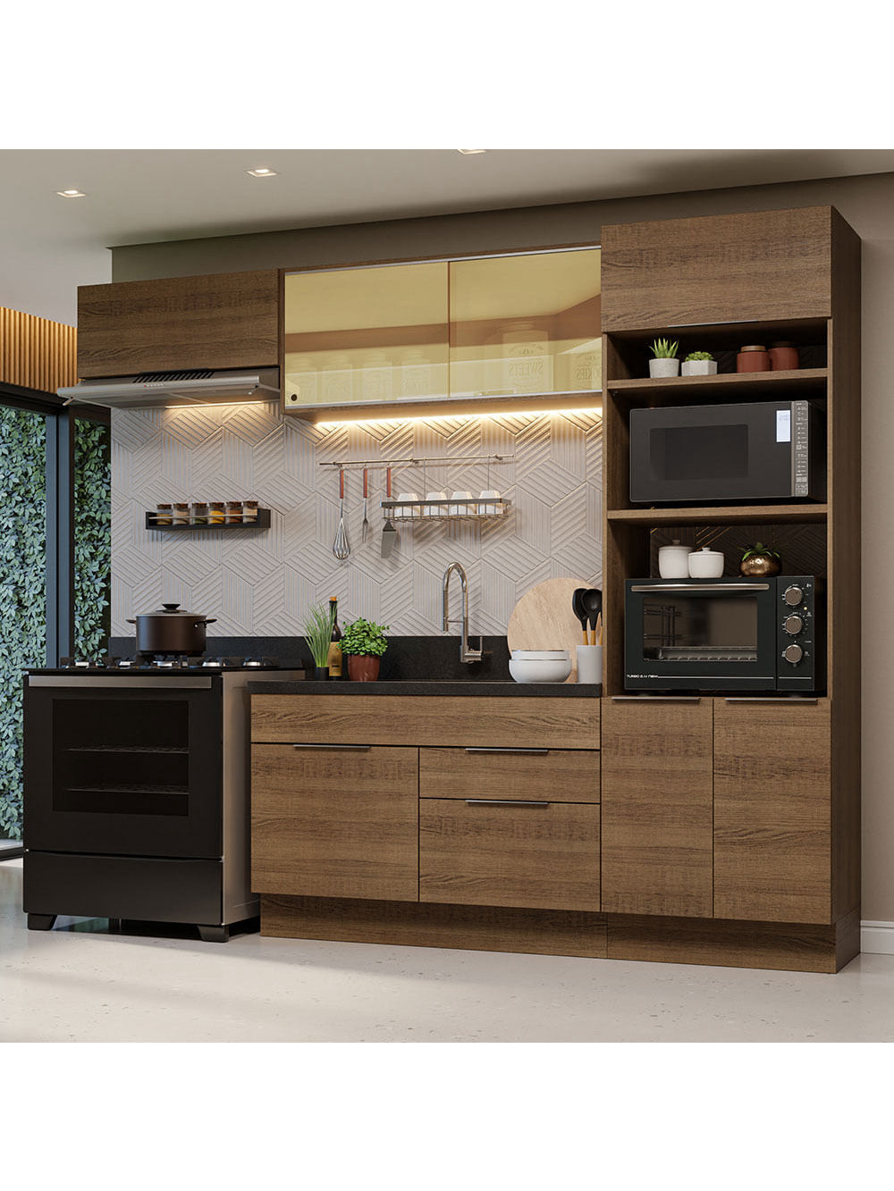 Armário de Cozinha Completa 270cm Rustic Stella Madesa 08 - Rustic