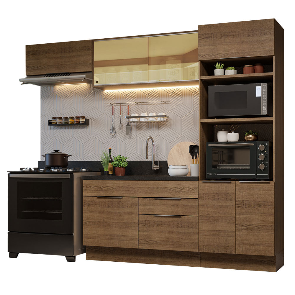 Armário de Cozinha Completa 270cm Rustic Stella Madesa 08 - Rustic