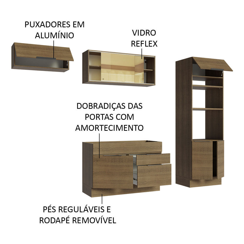 Armário de Cozinha Completa 270cm Rustic Stella Madesa 08