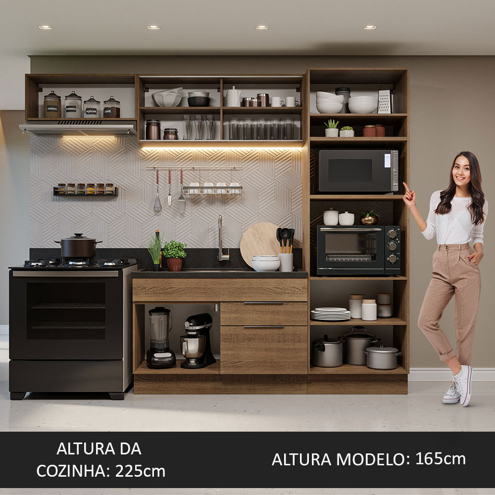 Armário de Cozinha Completa 270cm Rustic Stella Madesa 08
