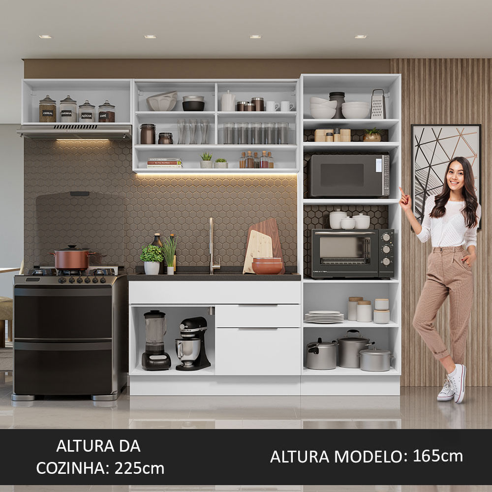 Armário de Cozinha Completa 270cm Branco Stella Madesa 09