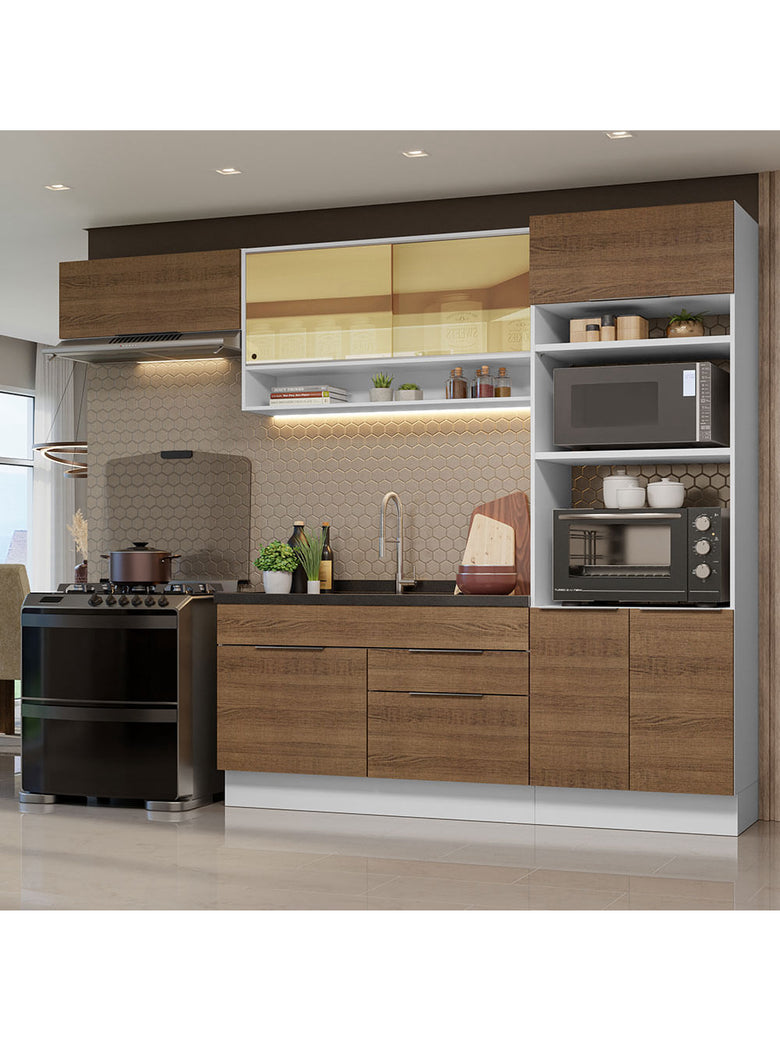 Armário de Cozinha Completa 270cm Branco/Rustic Stella Madesa 09