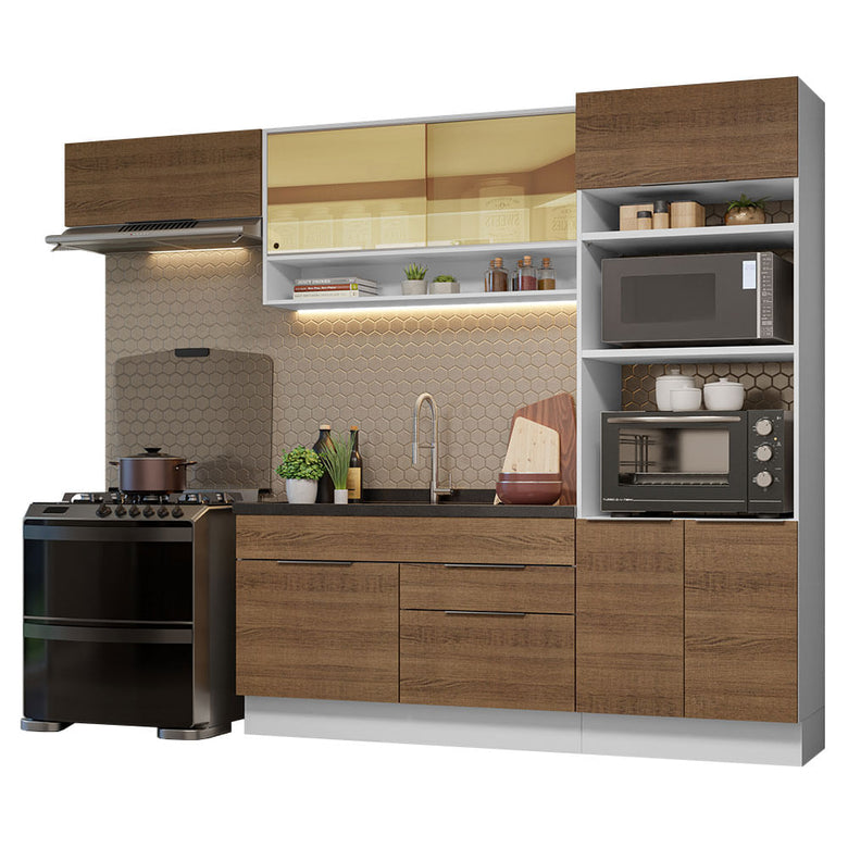 Armário de Cozinha Completa 270cm Branco/Rustic Stella Madesa 09