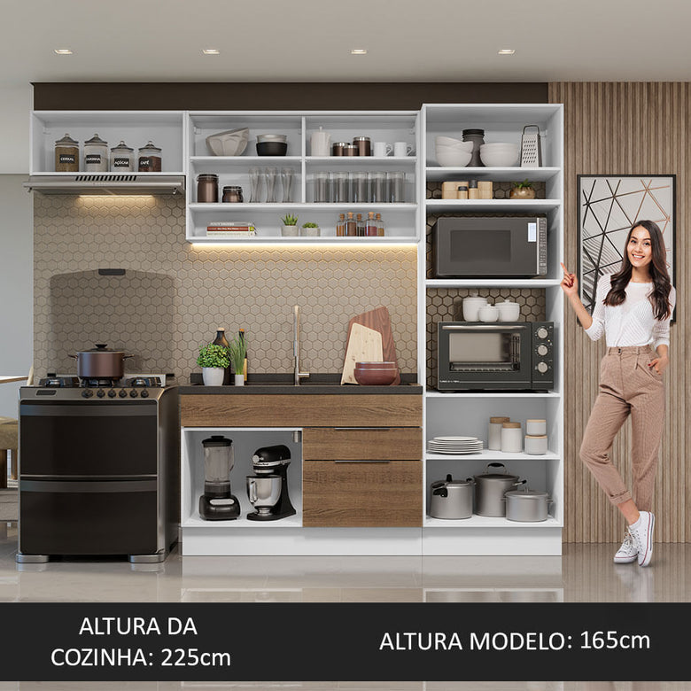 Armário de Cozinha Completa 270cm Branco/Rustic Stella Madesa 09