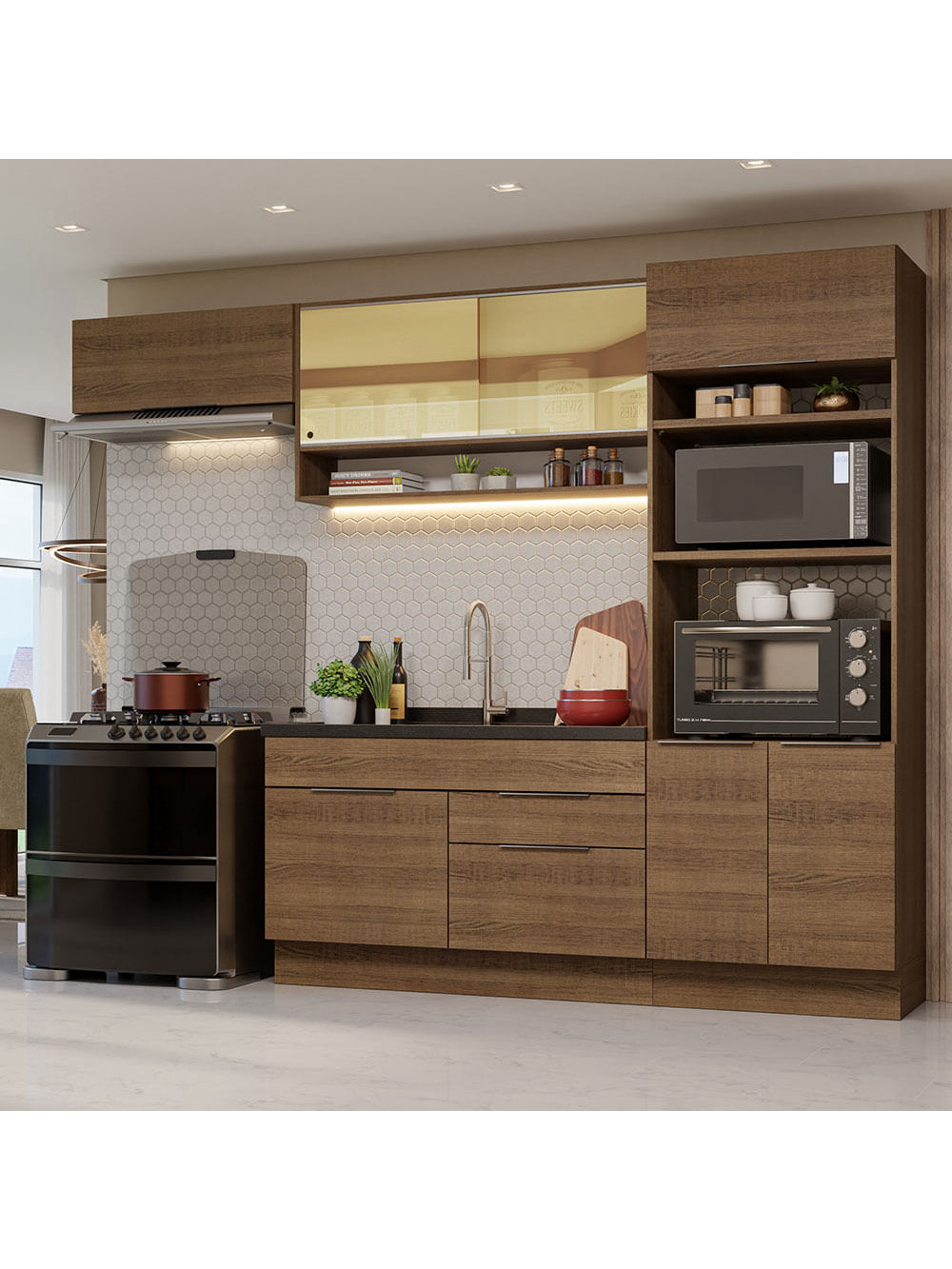 Armário de Cozinha Completa 270cm Rustic Stella Madesa 09 - Rustic