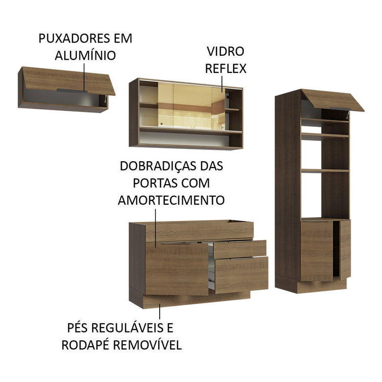 Armário de Cozinha Completa 270cm Rustic Stella Madesa 09