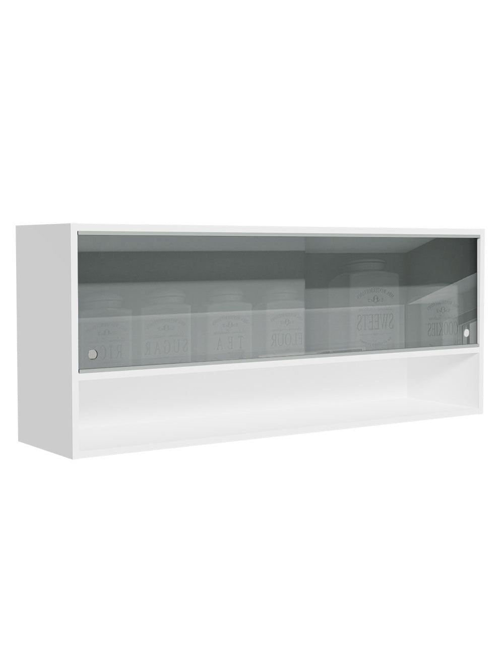 Armário Aéreo 120cm 2 Portas Correr Vidro Neutral 1 Nicho Branco para Cozinhas Glamy, Lux e Reims Madesa - Branco