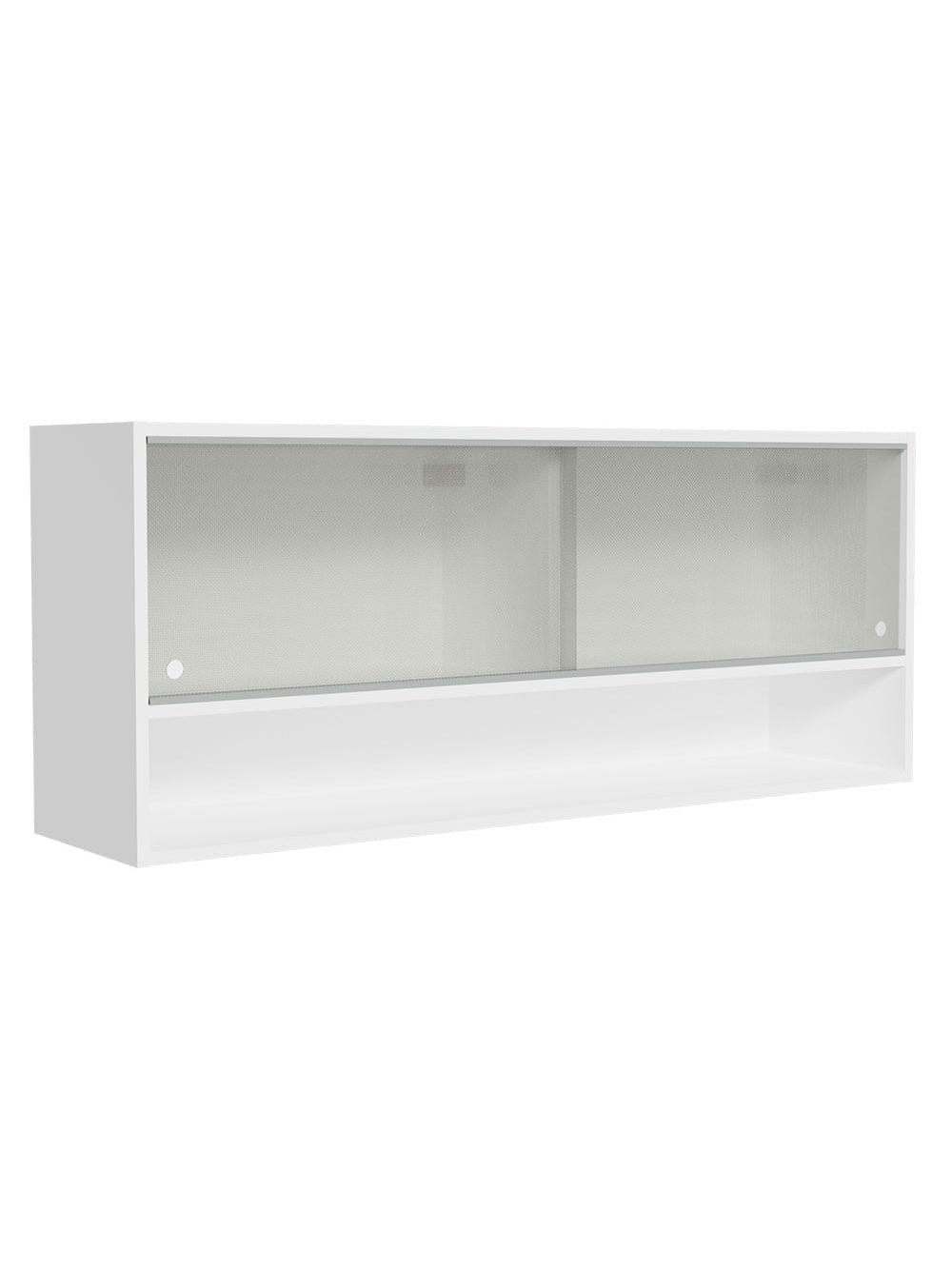 Armário Aéreo 120cm 2 Portas Correr Vidro Pontilhado 1 Nicho Branco para Cozinhas Glamy, Lux e Reims Madesa - Branco