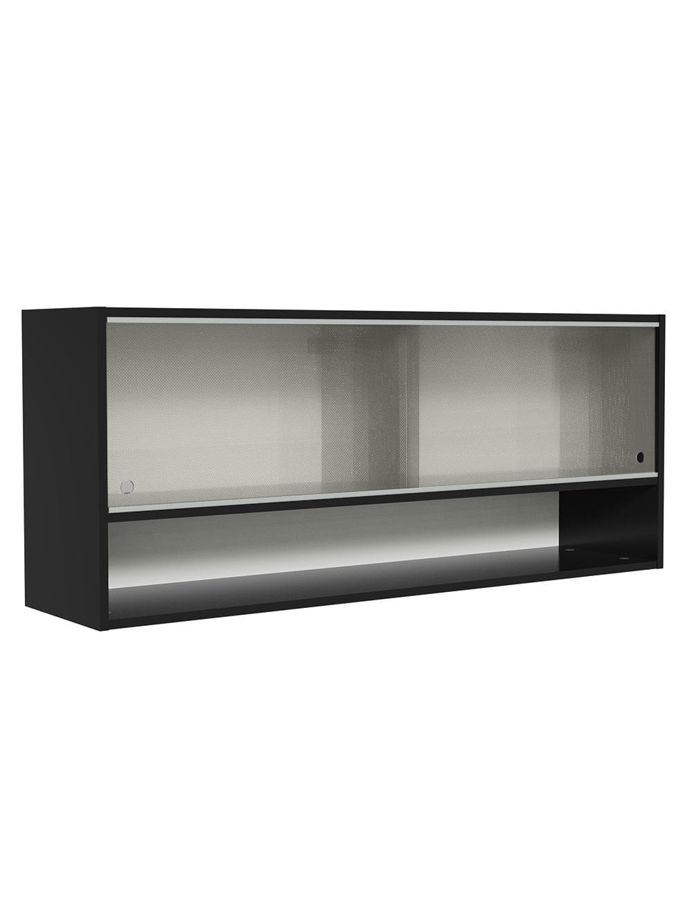 Armário Aéreo 120cm 2 Portas Correr Vidro Pontilhado 1 Nicho Preto Reims Madesa - Preto
