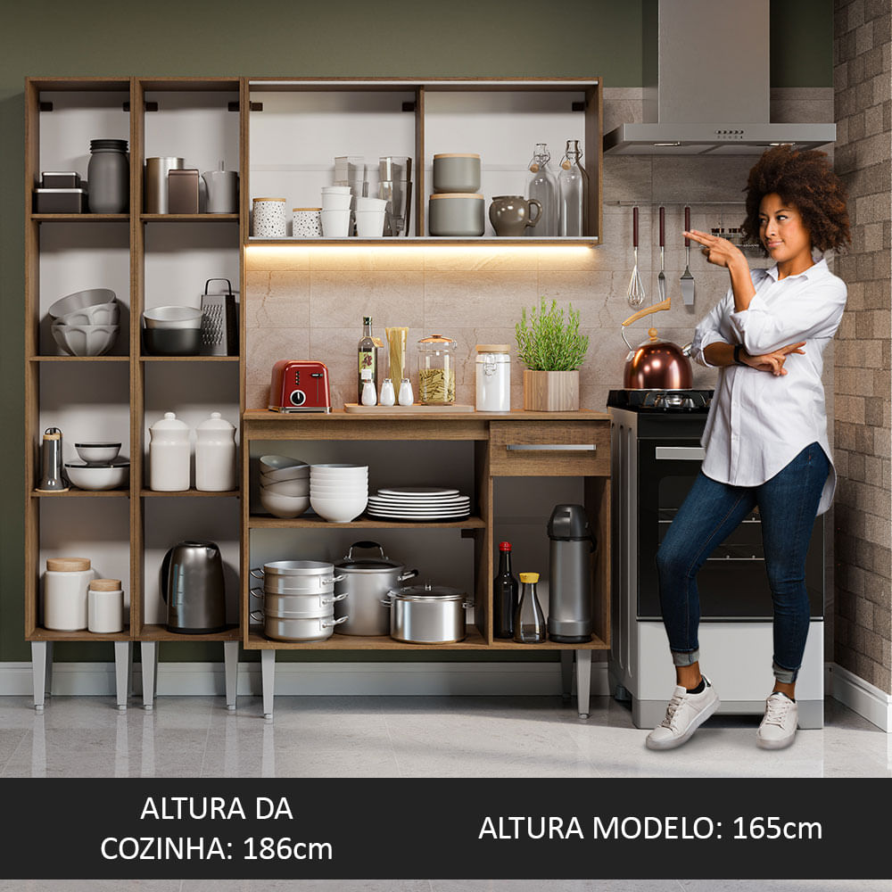 Armário de Cozinha Compacta 169cm Rustic Emilly Madesa 10