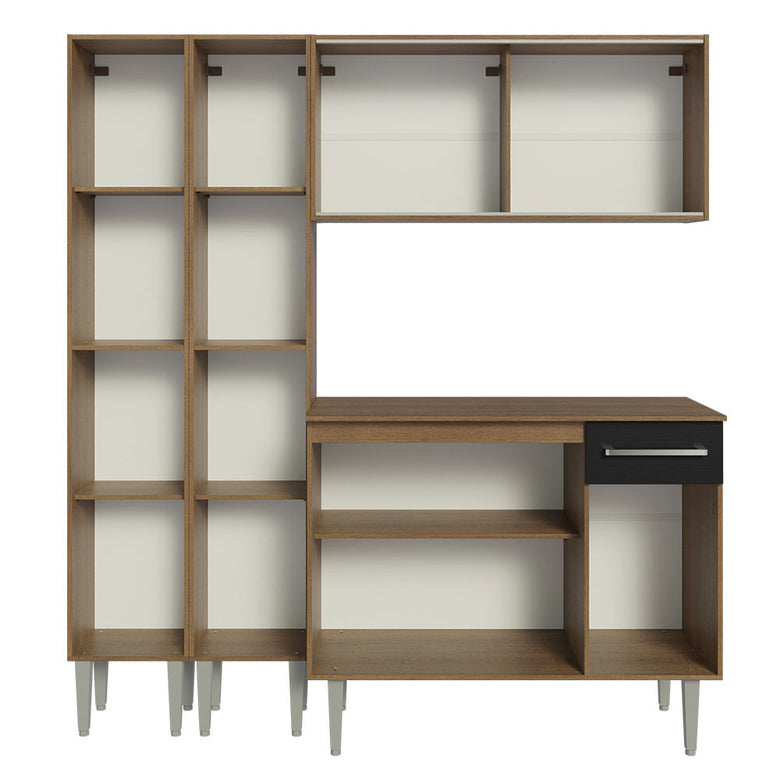 Armário de Cozinha Compacta 169cm Rustic/Preto Emilly Madesa 10