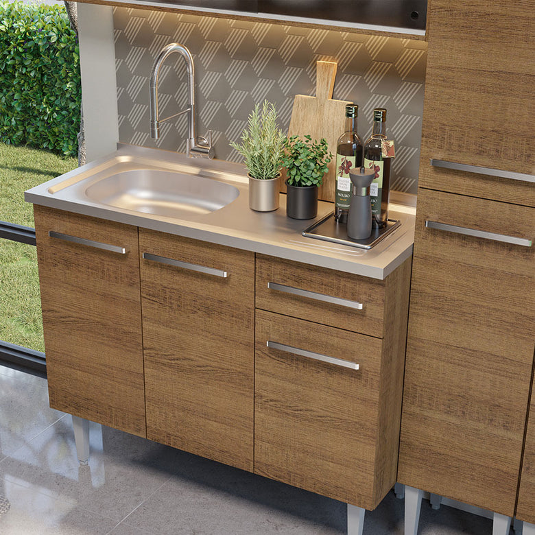 Armário de Cozinha Compacta 169cm com Pia Rustic Emilly Madesa 11