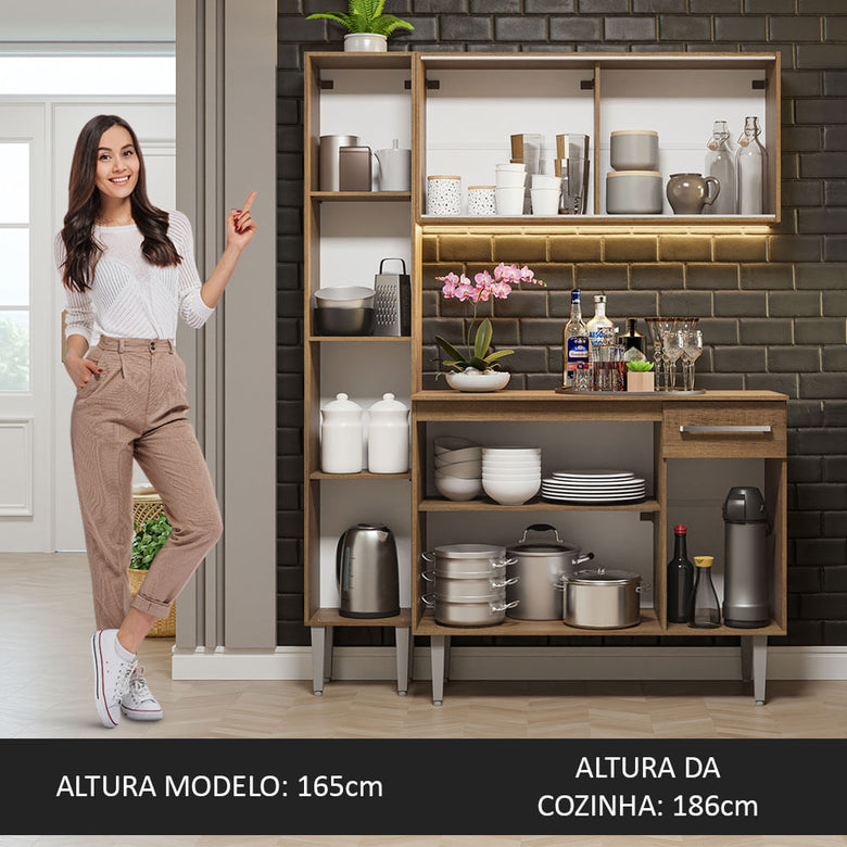 Armário de Cozinha Compacta 137cm Rustic Emilly Madesa 05