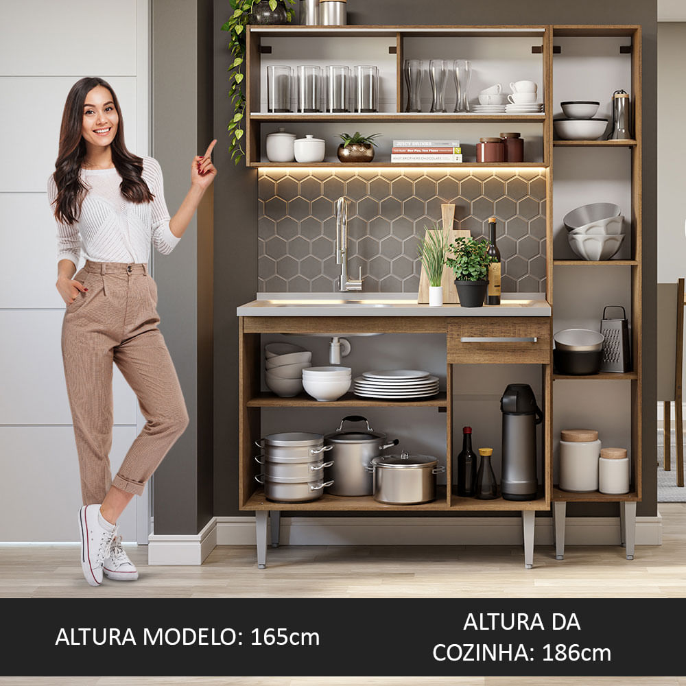 Armário de Cozinha Compacta 137cm com Pia Rustic Emilly Madesa 10