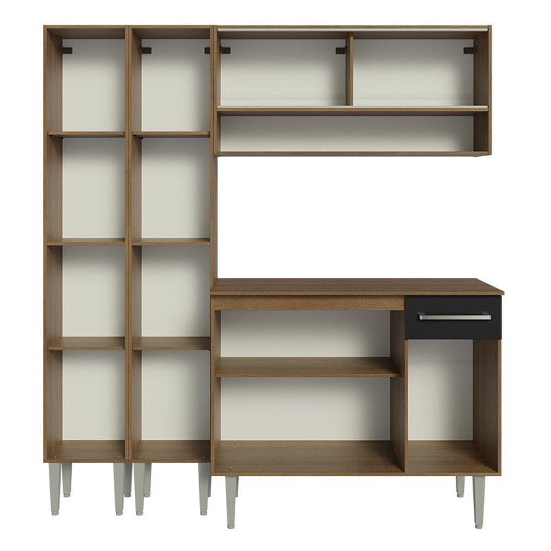 Armário de Cozinha Compacta 169cm Rustic/Preto Emilly Madesa 13