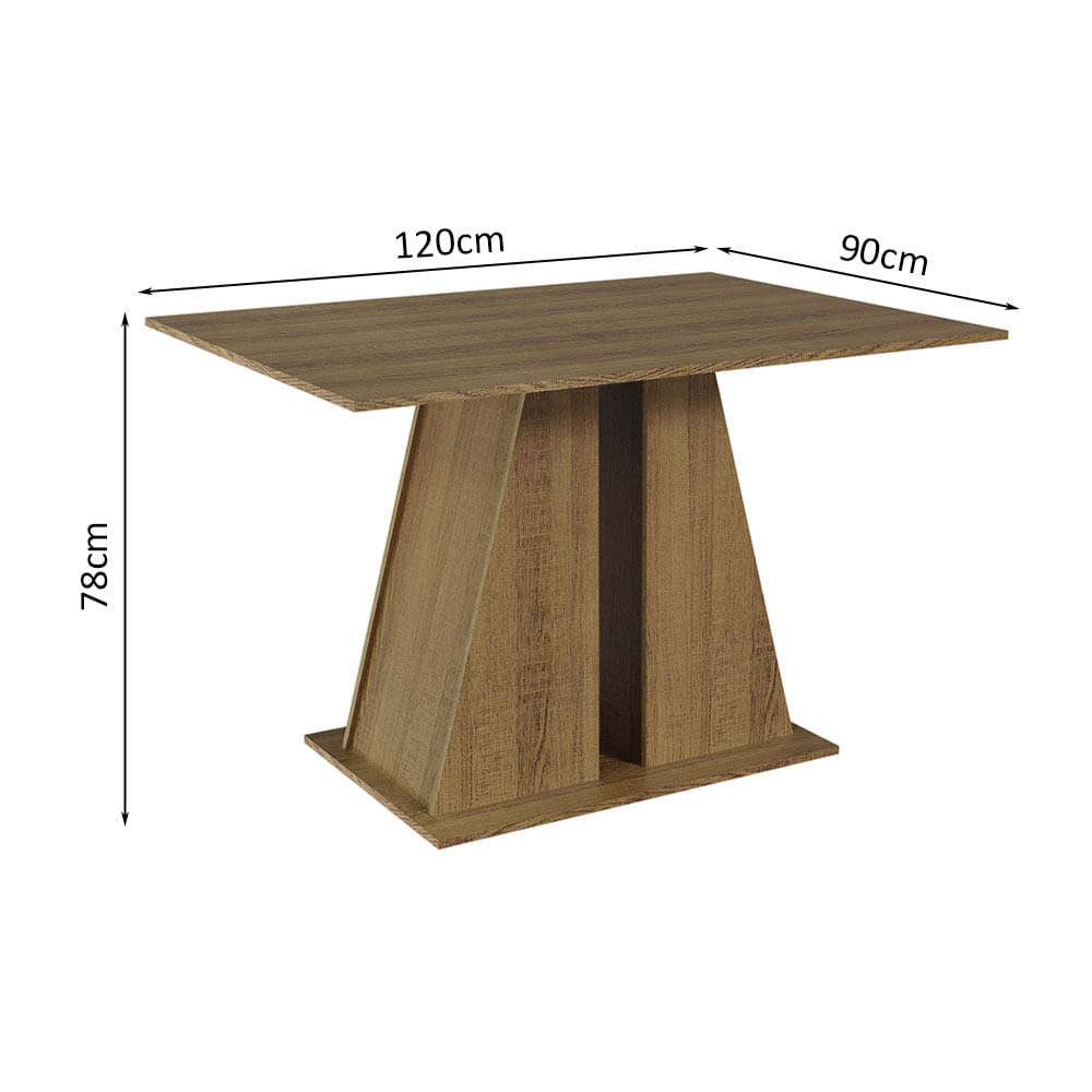 Mesa de Jantar Retangular com Tampo de Madeira Rustic 5383 Madesa - Rustic