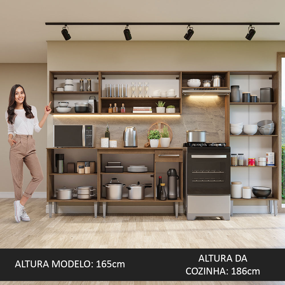 Armário de Cozinha Completa 293cm Rustic Emilly Madesa 10
