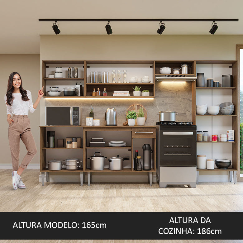 Armário de Cozinha Completa 293cm Rustic Emilly Madesa 10